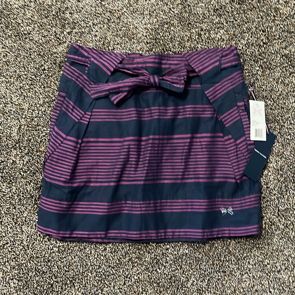 NWT Tommy Girl Tommy Hilfiger girls small purple blue striped skirt pockets new